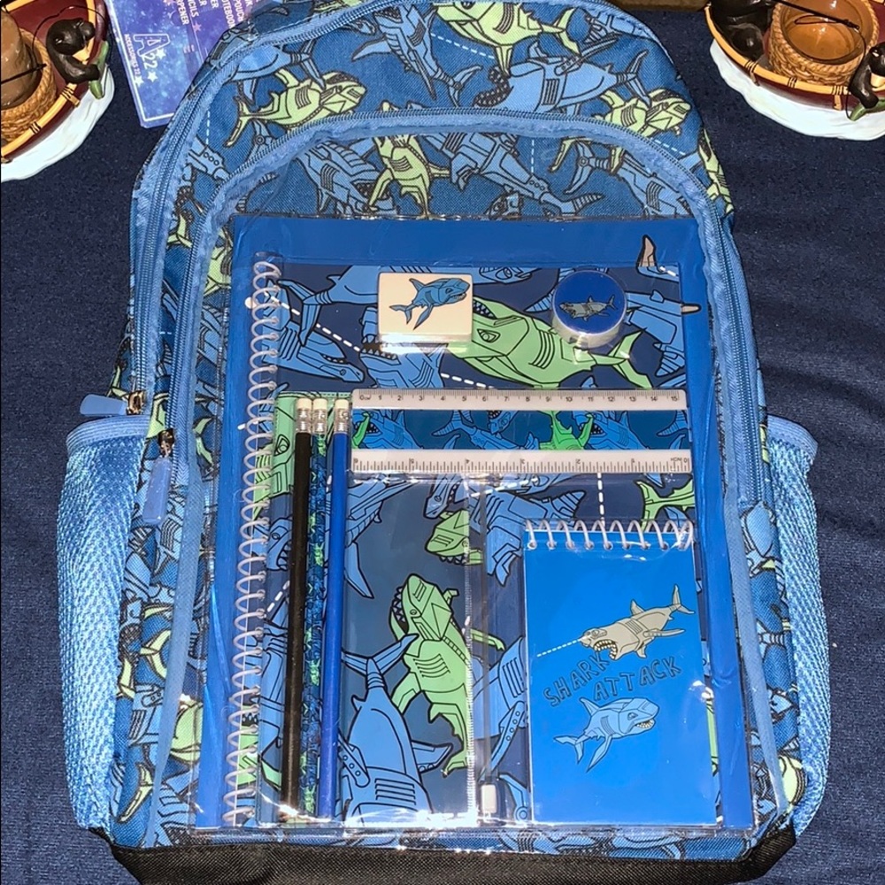 12pc Shark Backpack Set